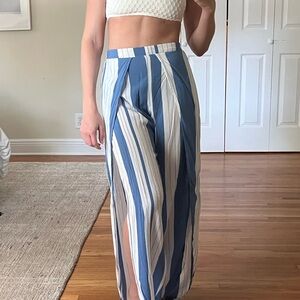 Blue and White Striped Pants